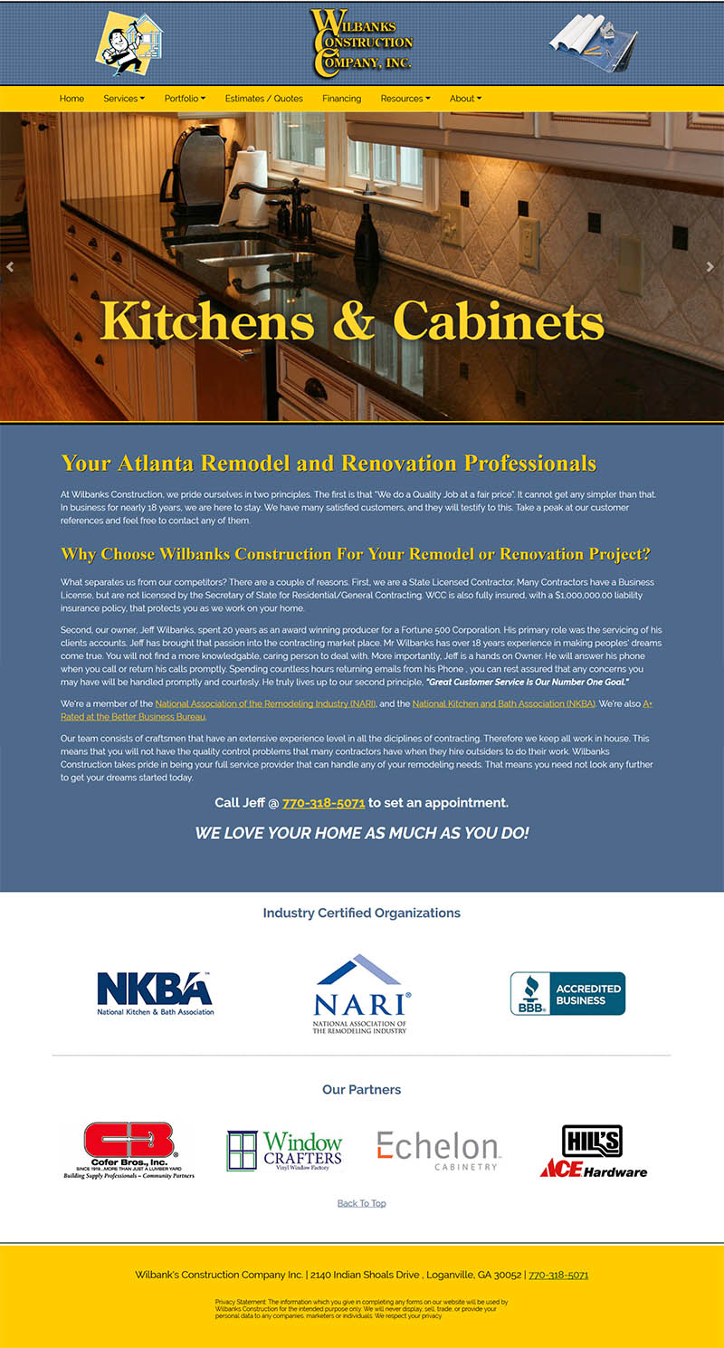 Wilbanks Construction Website